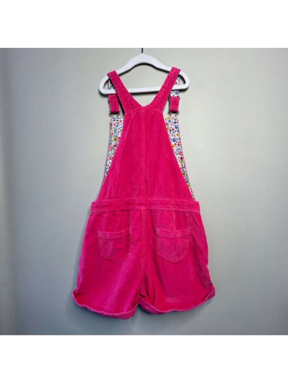 MINI BODEN Pink Corduroy Shortalls Girls 11-12 Cotton Overalls Bib Shorts Spring - Picture 2 of 9